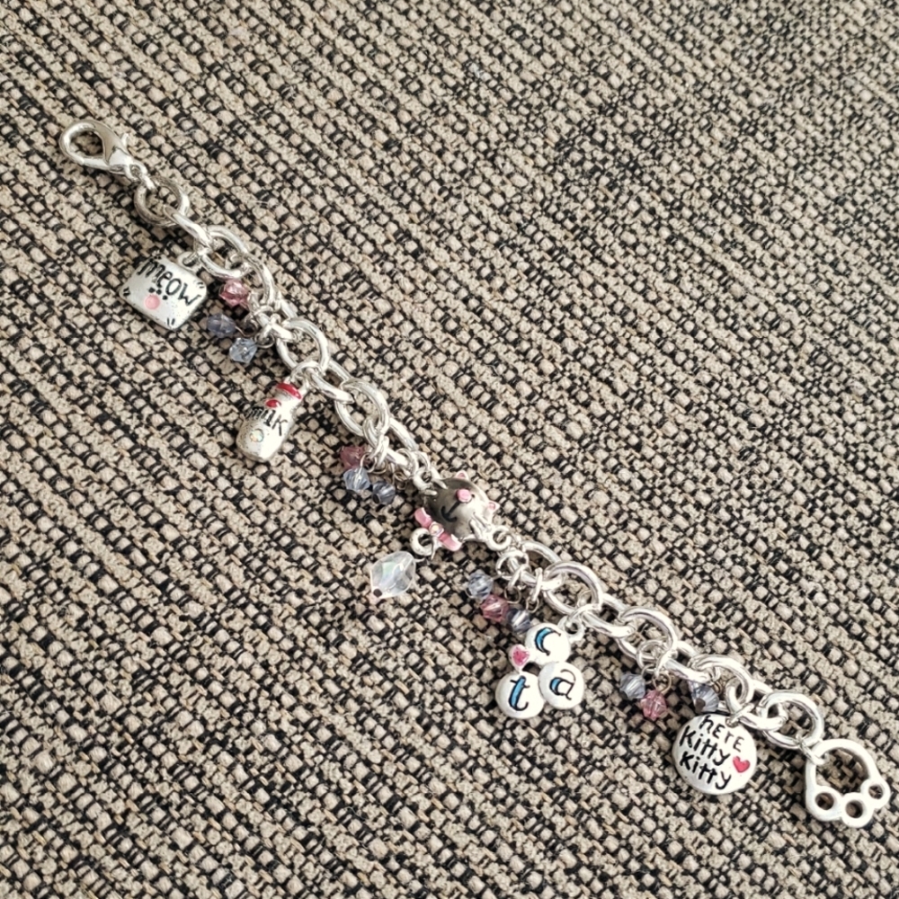 Silver Kitty Charm Bracelet